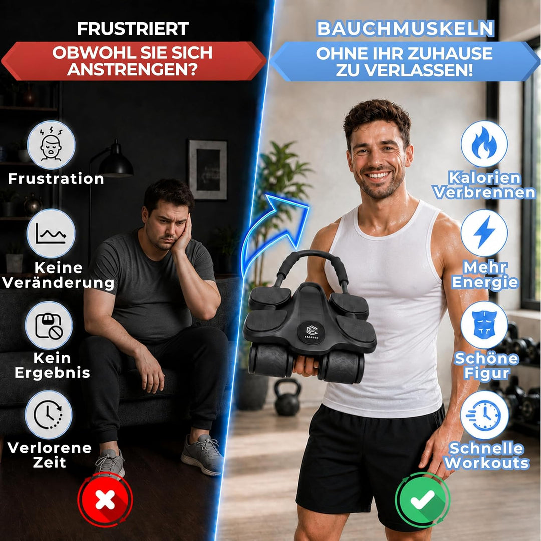 Bauchtrainer für zuhause. Gerät zum Muskelaufbau Mann Frau. Bauchmuskelroller &amp; Sport Haus. Bauchmus