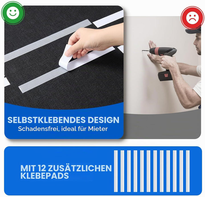 Filz Dartboard Wandschutz, Schallschutz Dartscheibe, Selbstklebender Dart Surround 60x90x1.2cm, Dart
