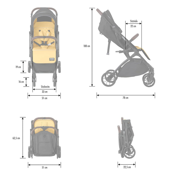 Daliya® YOOPI Reisebuggy, faltbar, mit Teleskopgriff, Flugzeug Buggy, Alluminiumrahmen, Stufenlose R