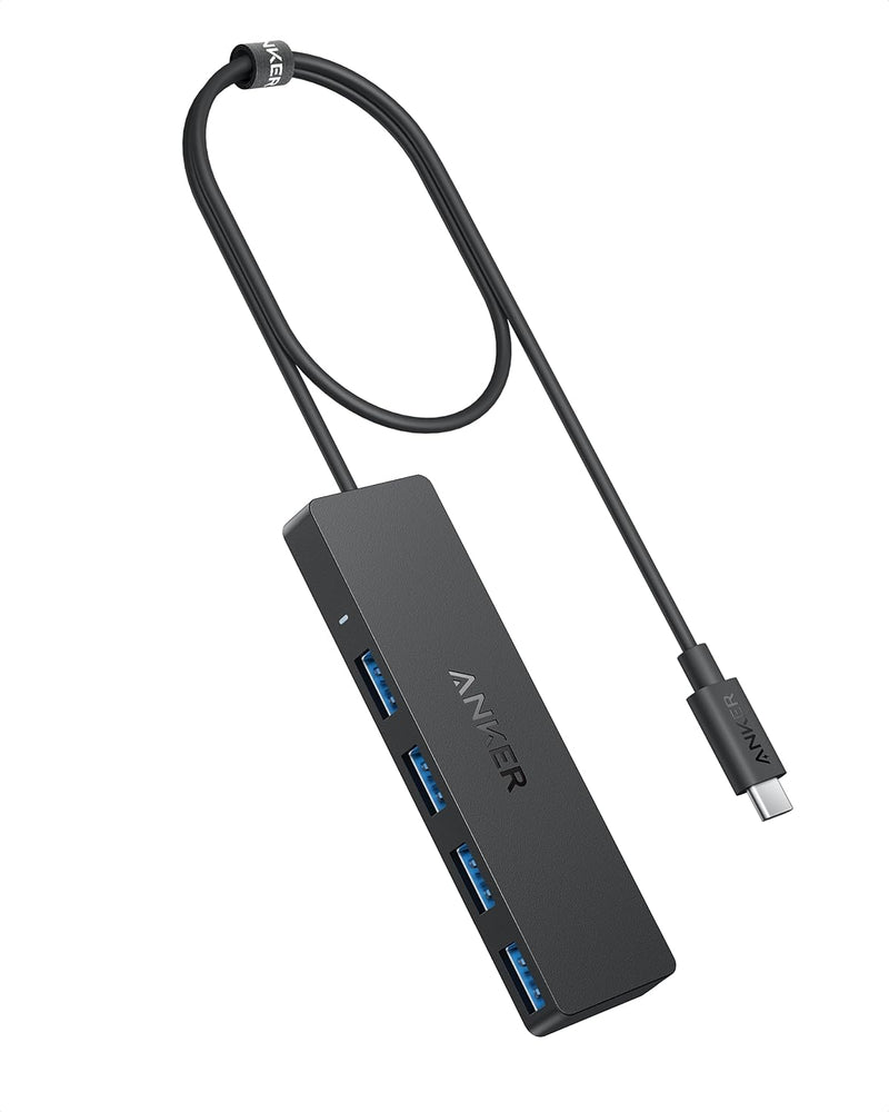 Anker USB-C Hub, 4 Port USB 3.0 Datenhub mit 5 Gbit/s Datenübertragung, 60cm Erweiterungskabel (ohne