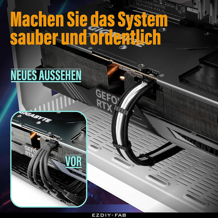 EZDIY-FAB 16AWG PCI-e 5.0 12VHPWR PSU Sleeved Kabel,600W 12+4 Pin Stecker auf 12+4 Pin Stecker Kabel