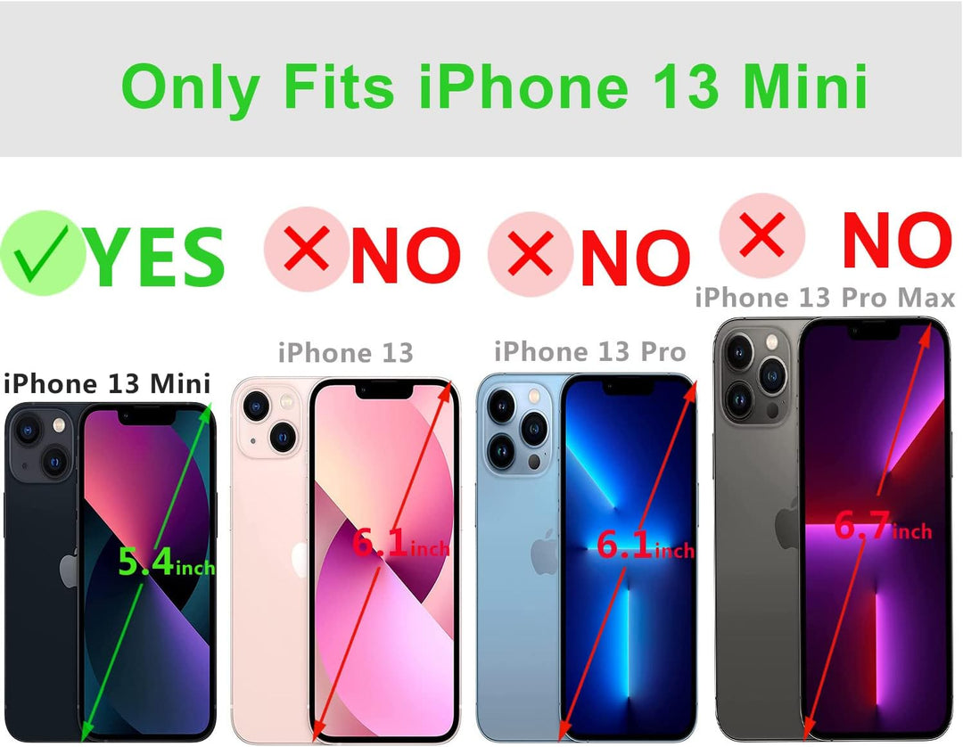 LENSUN Echtleder Hülle für iPhone 13 Mini, Handyhülle [Echtes Leder][Magnetverschluss][RFID Schutz]