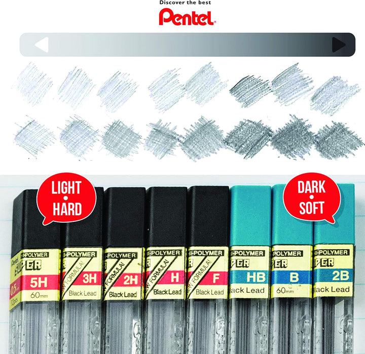 Pentel Ain STEIN C275 Feinmine, 40 Minen je Dose, 0.5 mm, Härtegrad 2B (12 Dosen)