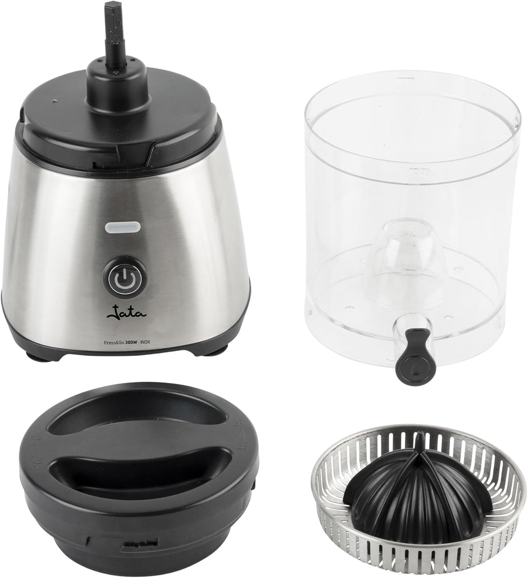 JATA JEEX1616 Elektrische Orangenpresse, automatisch, 300 W, Gehäuse und Filter aus Edelstahl, ausla