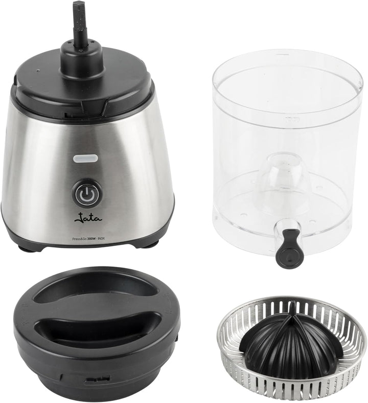 JATA JEEX1616 Elektrische Orangenpresse, automatisch, 300 W, Gehäuse und Filter aus Edelstahl, ausla