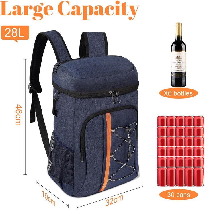 Kühltasche 28 L, Kühlrucksack, Grosser Kühlrucksack Gross, Kühltasche Faltbar Geeignet für Reisen, S