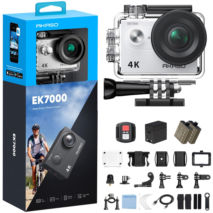 AKASO Action Cam EK7000 4K30FPS Action Kamera 170° Weitwinkel HD Unterwasserkamera 20MP WiFi wasserd