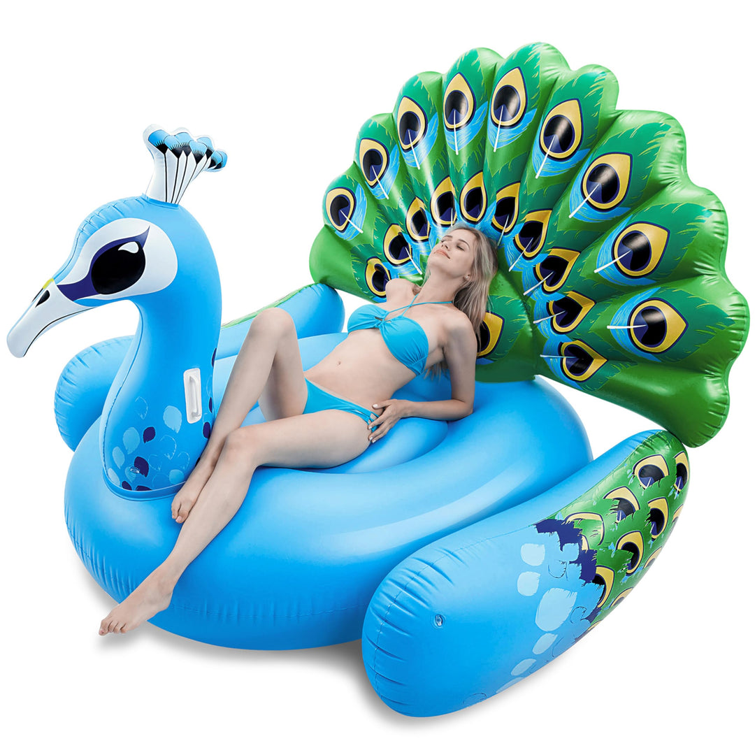 JOYIN Riesiger Aufblasbarer Pfau Pool Floss, Luxus Schwimmring & Pool Lounge für Erwachsene und Kind