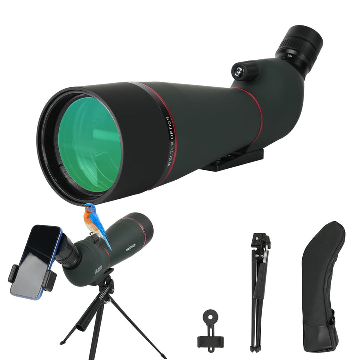 20-60 x 80 mm Spektiv mit Stativ, Porro Prisma FMC Objektiv -Low Light Vision mit Handy Adapter Trag