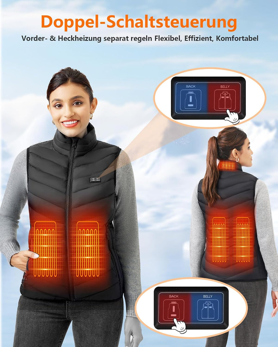 Beheizbare Jacke Herren und Damen, Winter Elektrische Herren Beheizte Jacke USB Lade Heizmantel Mit