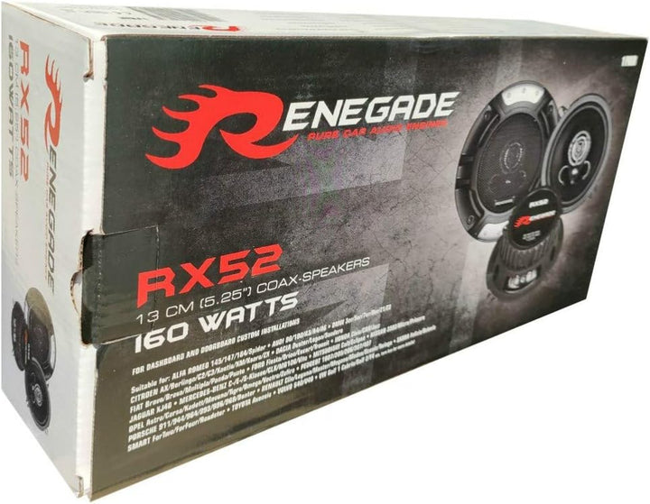 2 Lautsprecher RENEGADE RX52 2 Wege koaxial 5,25" 13,00 cm 130 mm Durchmesser 80 watt rms 160 watt m