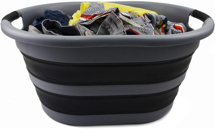 SAMMART 36L Collapsible Plastic Wäschekorb - Ovale Wanne/Korb - Faltbarer Vorratsbehälter/Organizer