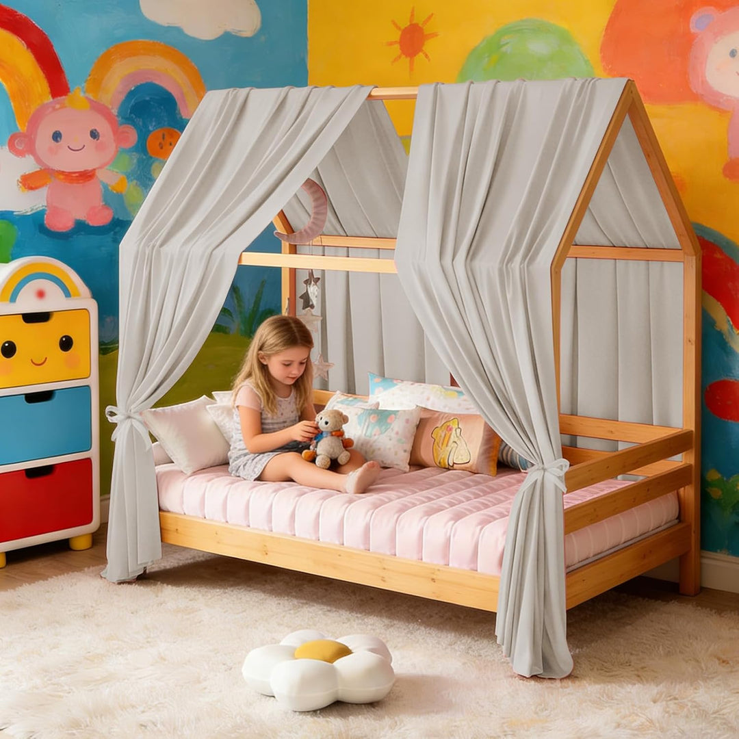 Hausbett Himmel Set Deko - 2 Stück Betthimmel Hausbett Dekoration,Himmelbett Vorhänge für Hausbett D
