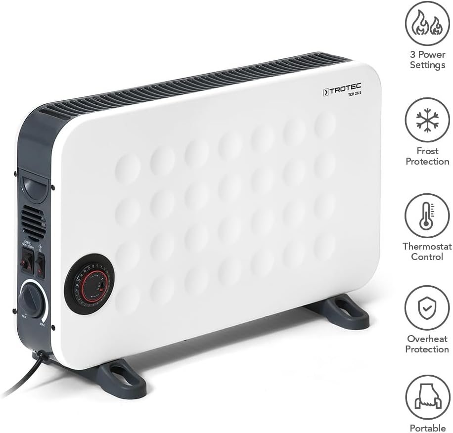 TROTEC Heizkörper elektro TCH 26 E – Heizleistung 750 W / 1250 W / 2000 W – Konvektor mobil, weiss 2