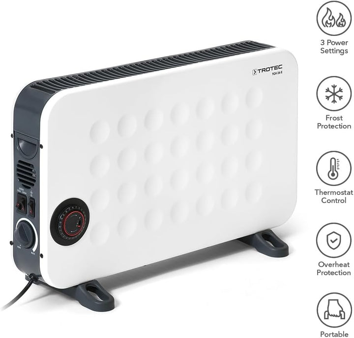 TROTEC Heizkörper elektro TCH 26 E – Heizleistung 750 W / 1250 W / 2000 W – Konvektor mobil, weiss 2