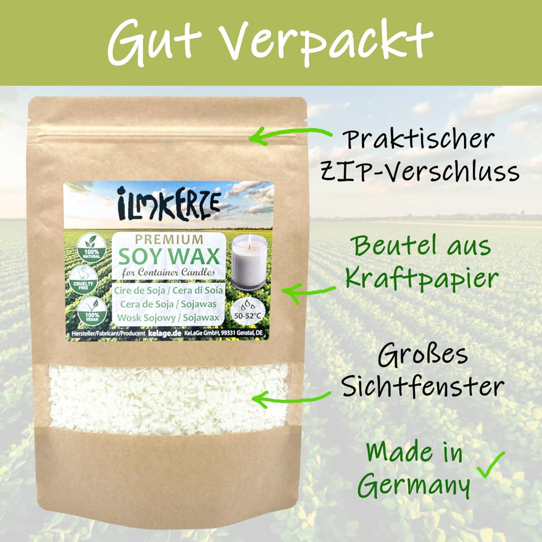 Ilmkerze® Premium Sojawachs Flocken 2 kg | natürlich | nachhaltig | palmölfrei | Kerzenwachs für DIY