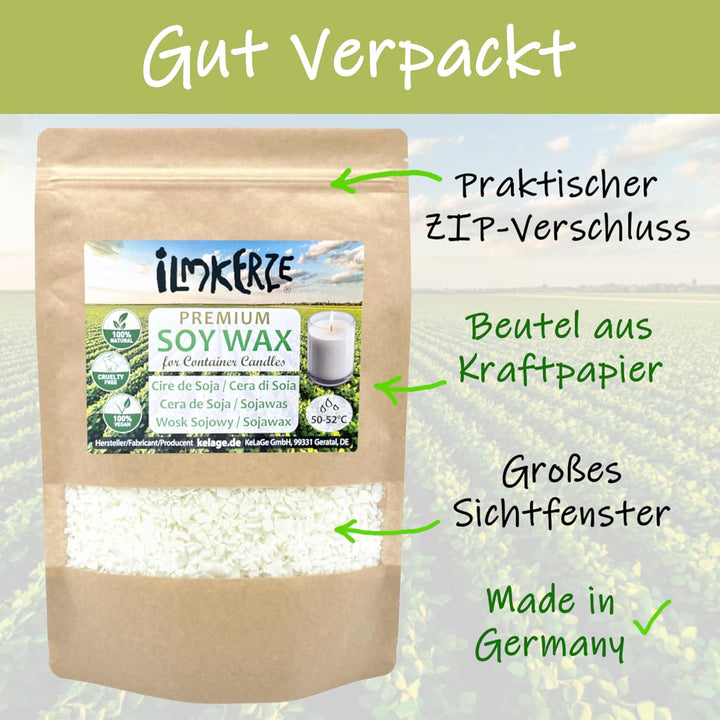 Ilmkerze® Premium Sojawachs Flocken 2 kg | natürlich | nachhaltig | palmölfrei | Kerzenwachs für DIY