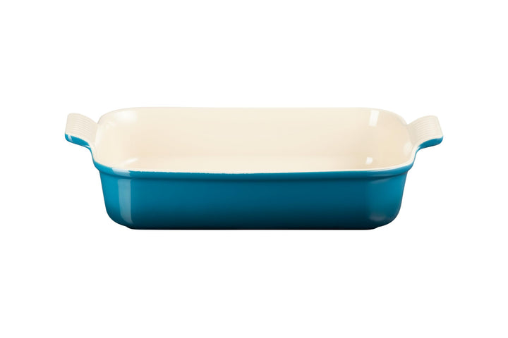 Le Creuset Rechteckige Auflaufform Tradition aus Steinzeug, 32 cm, 2.31 kg, Deep Teal, 7110232642000
