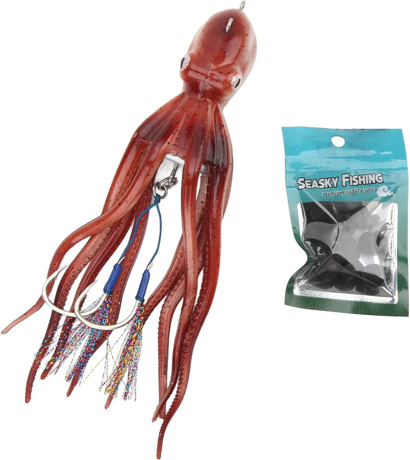 Alomejor Angeln Octopus Lure, TPE Red Fishing Octopus Lure Tragbarer Künstlicher Tintenfischköder fü