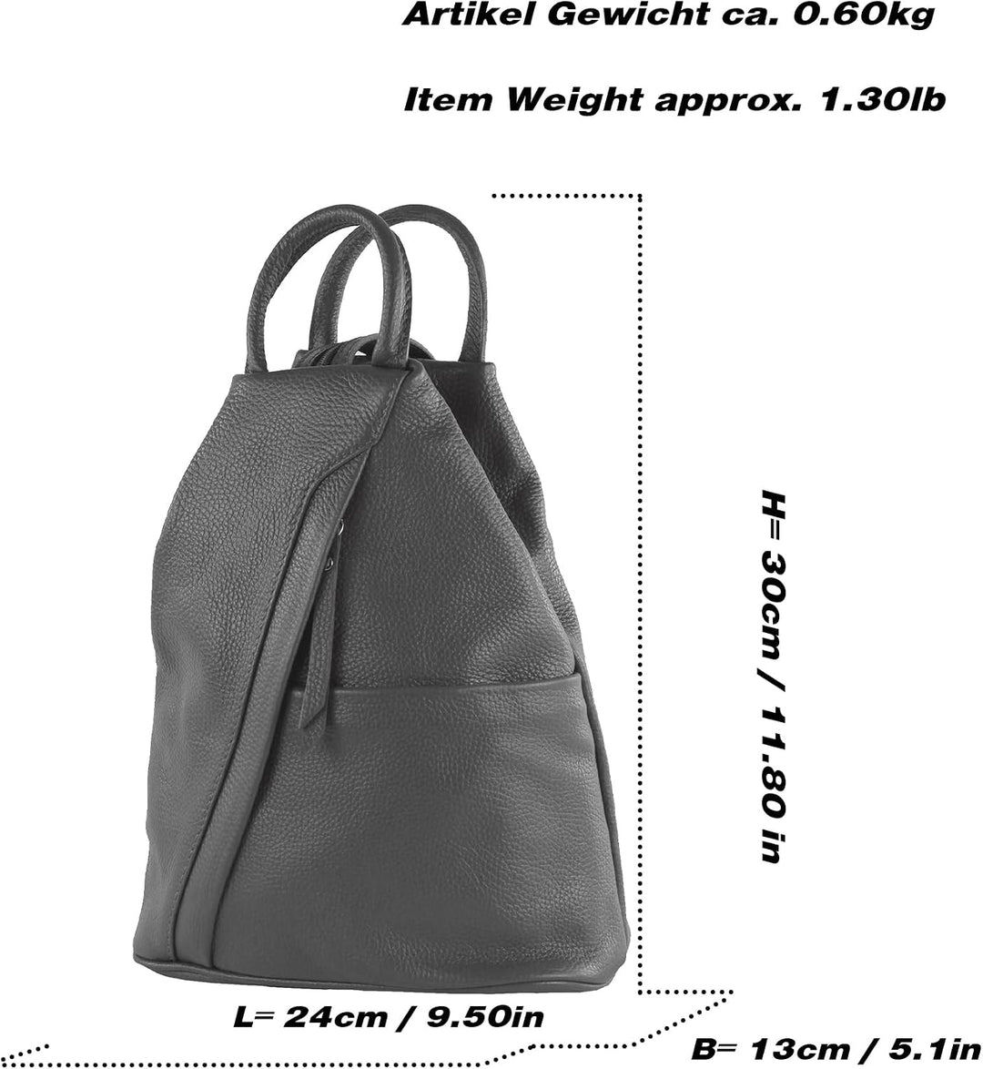 modamoda de T180 Damen Leder Rucksack Handtasche 2-in-1, handmade in Italy Orange, Orange