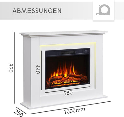 BALDERIA Finn Elektrokamin - Elektrischer Standkamin mit Heizung 2000 W, realistischer 3D-Flammeneff