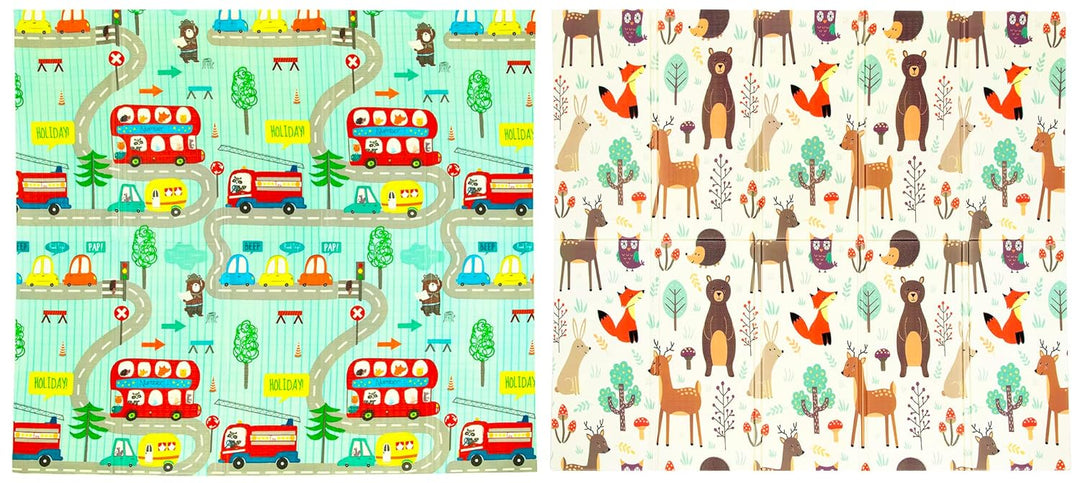 Humbi Thick 2-in-1 Lernmatte aus XPE-Schaum 200x180 (Wälder/Strassen), Wälder/Strassen