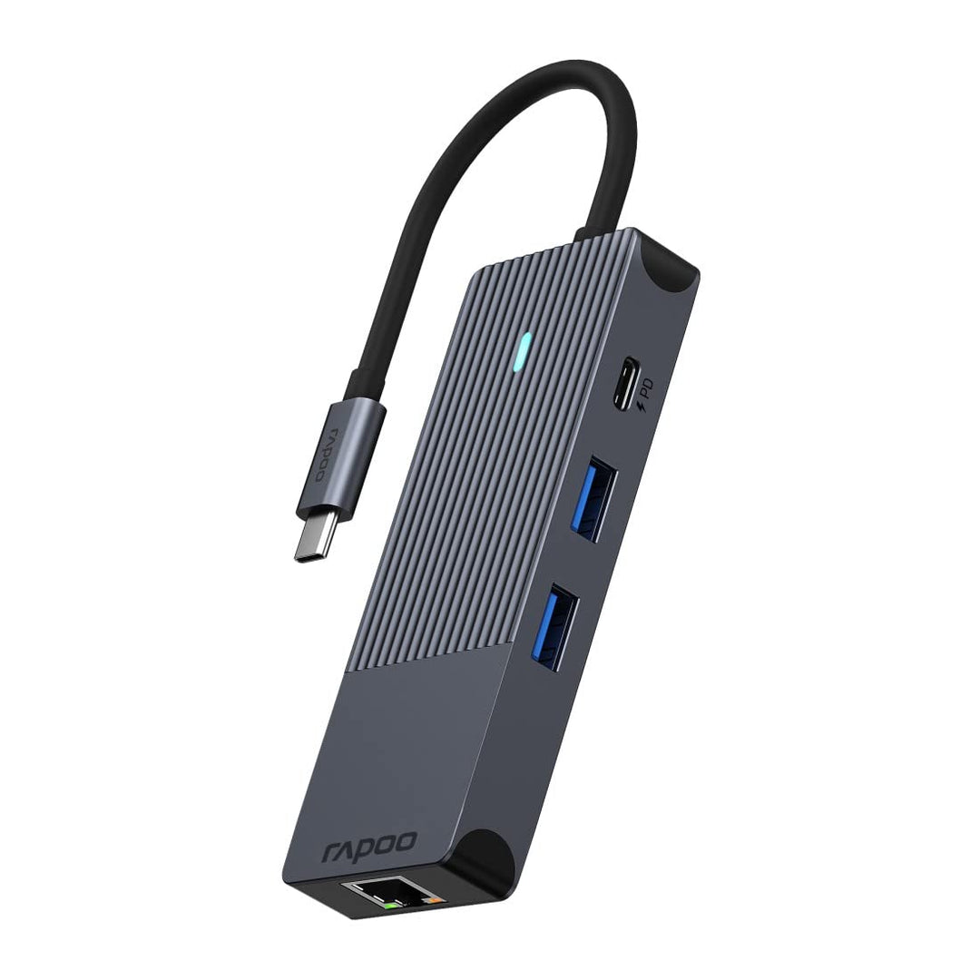 Rapoo UCM-2004 USB-C Multiport Adapter 8-in-1, 100W Power Delievery, 4k HDMI, 1 Gbps LAN, 1 USB-C un