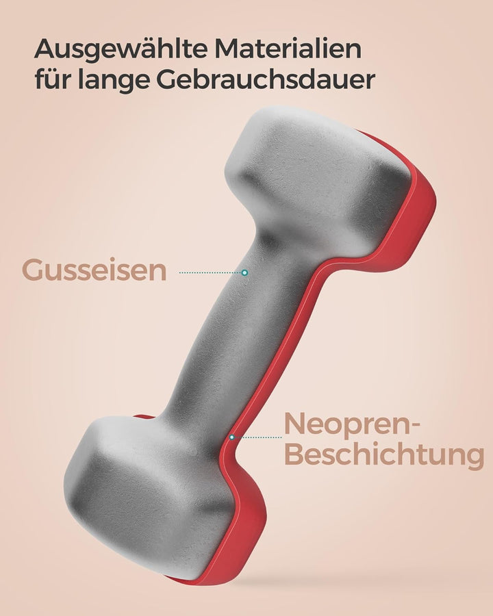 SONGMICS Hanteln, 2er Set,Hantelset, Kurzhanteln, Hexagon, Neopren-Beschichtung, Krafttraining, Work