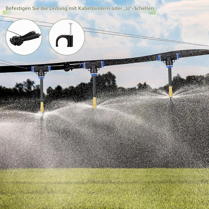 Quick-Connect Drip Irrigation System Kit,360° Curved Bewässerungssystem Garten,Automatische Bewässer