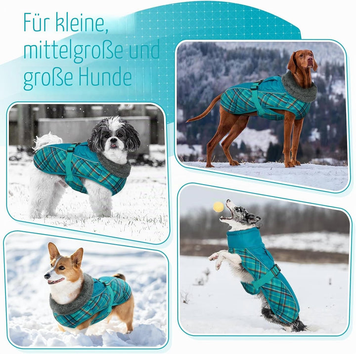 IECOii Hundemantel Winter,Warme Fleece Rollkragen Hundejacke,Wasserdicht Winterjacken Wintermäntel f