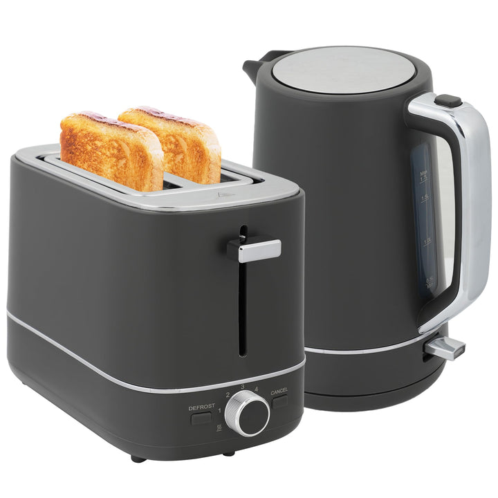 HOMCOM Wasserkocher Toaster Set 2200 W 1,7L Wasserkocher, 2 Scheiben Toaster, 6 Bräunungsstufen, Auf