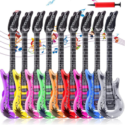9 Stück Luftgitarre,9 Farben Aufblasbare Gitarre,Bunt Aufblasbare Gitarren Luftgitarren Zum Aufblase