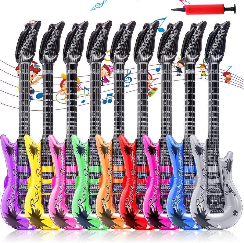 9 Stück Luftgitarre,9 Farben Aufblasbare Gitarre,Bunt Aufblasbare Gitarren Luftgitarren Zum Aufblase