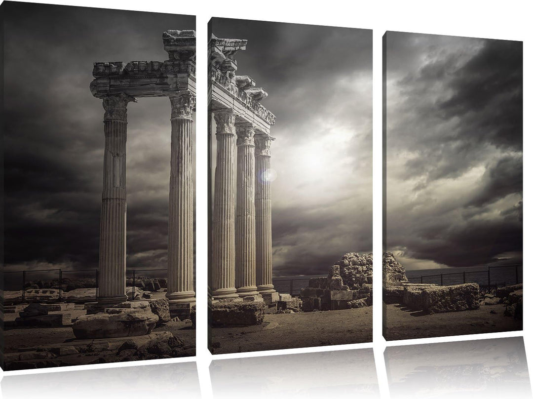 Pixxprint Apollon Tempel Ruine in Side als Leinwandbild/Grösse: 3 Teilig (120x80) cm/Wandbild/Kunstd
