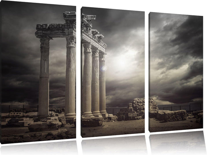 Pixxprint Apollon Tempel Ruine in Side als Leinwandbild/Grösse: 3 Teilig (120x80) cm/Wandbild/Kunstd