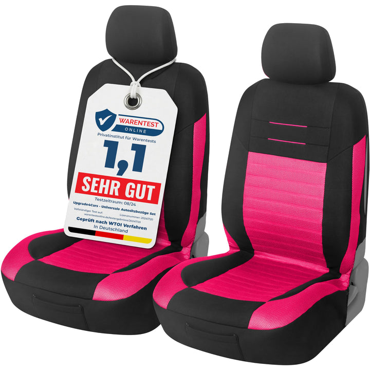 Upgrade4cars Auto-Sitzbezüge Vordersitze Rosa Schwarz | Auto-Sitzbezug Set Pink Universal | Auto-Sch
