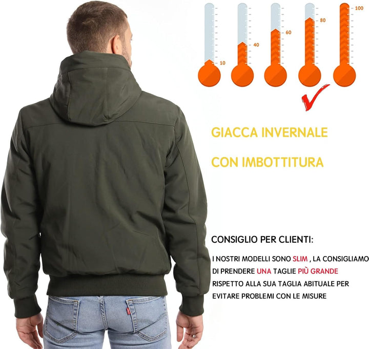 TONY BACKER Herren-Winterjacke, Softshelljacke, wasserdicht, winddicht, mit Kapuze, warme Jacke für