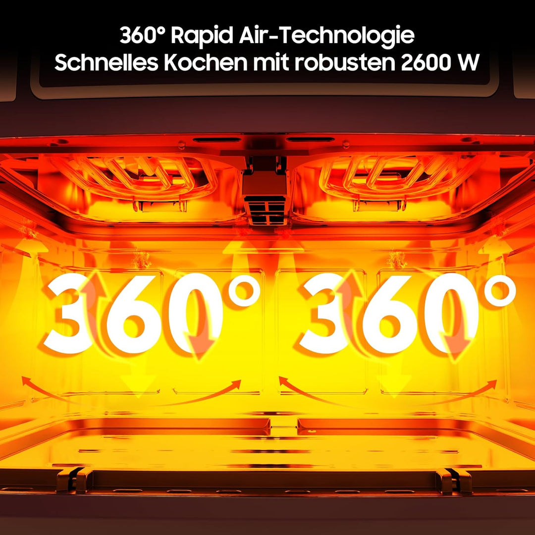 Iceagle Dual Zone Heissluftfritteuse Doppelkammer 10L - Heissluftfritteuse XXL Doppelt mit 8 Program
