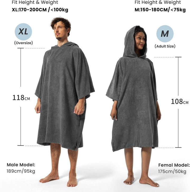 Winthome Badeponcho Hochabsorbierender Warm, Poncho Strand Umziehhilfe, Handtuch Poncho mit Tasche u