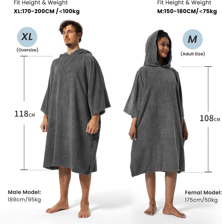 Winthome Poncho Schnelles Trocknen, Badeponcho Strand Umziehhilfe, Surf Poncho Leichtgewicht mit Tas