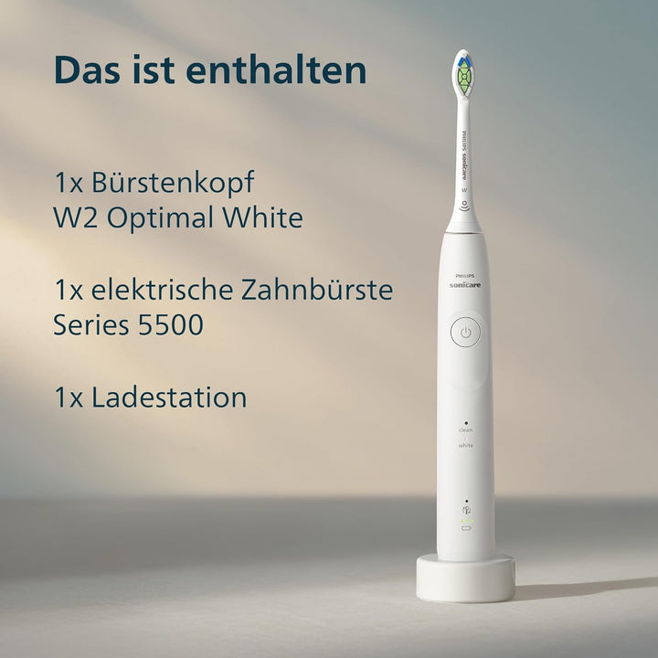 Philips Sonicare 5500 elektrische Zahnbürste, Schallzahnbürste mit 1 Intensitätsstufe, Andruckkontro