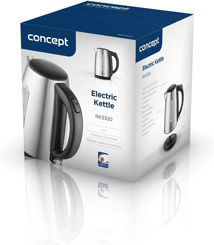 CONCEPT Hausgeräte RK3320 Edelstahl Wasserkocher, 1,7 L, 2200 W, in dunkler Edelstahlfarbe