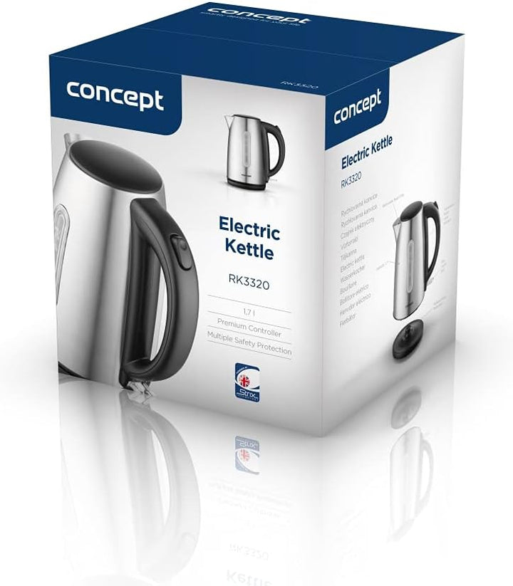 CONCEPT Hausgeräte RK3320 Edelstahl Wasserkocher, 1,7 L, 2200 W, in dunkler Edelstahlfarbe