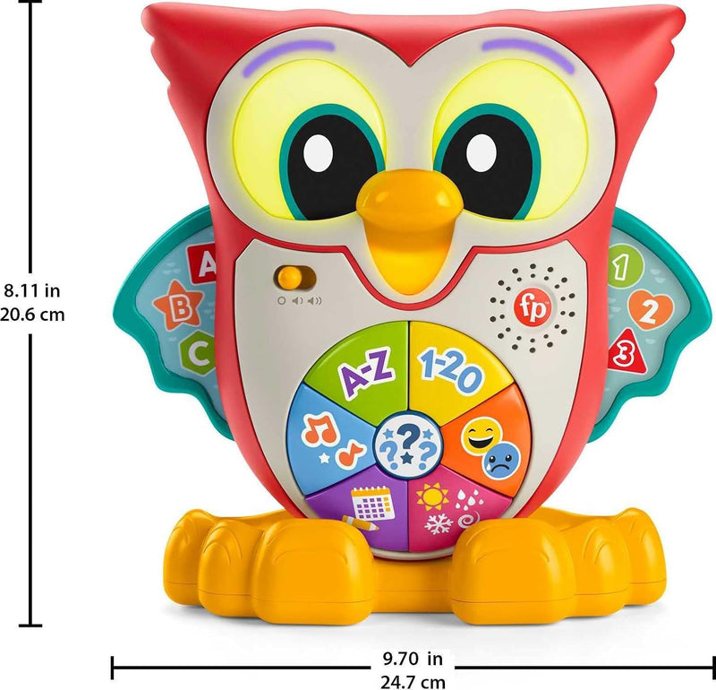 Fisher-Price - BlinkiLinkis Schlaue Eule, Englische Version, interaktives Lern-Spielzeug mit Musik,