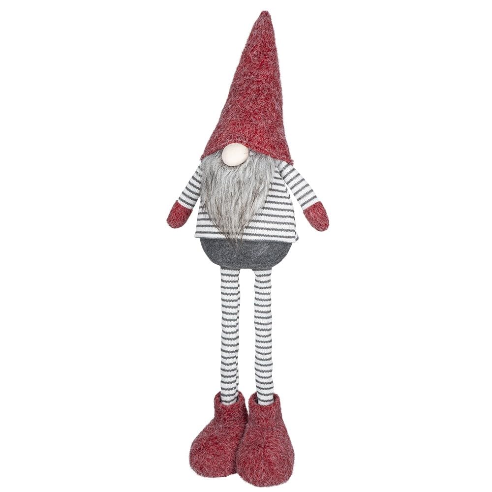 Ideen mit Herz | Deko-Wichtel mit Teleskopbeinen | Streifendesign | Masse: 26cm x 13cm x 56cm | Rot-