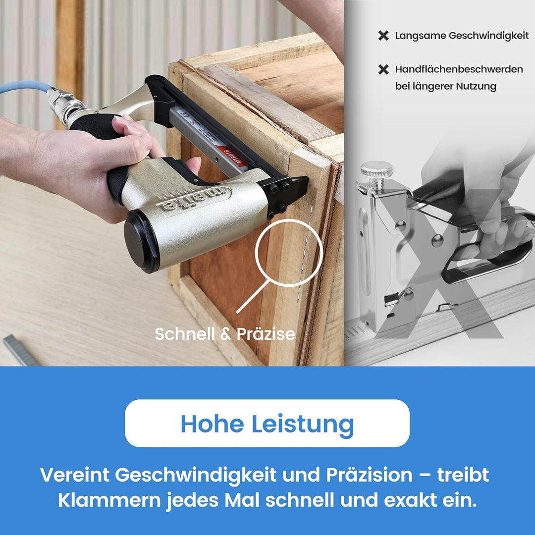 meite MT8016 Pneumatic Upholstery Stapler 21 Gauge 1/2" Crown 1/4" to 5/8" Length Industrial Fine Wi