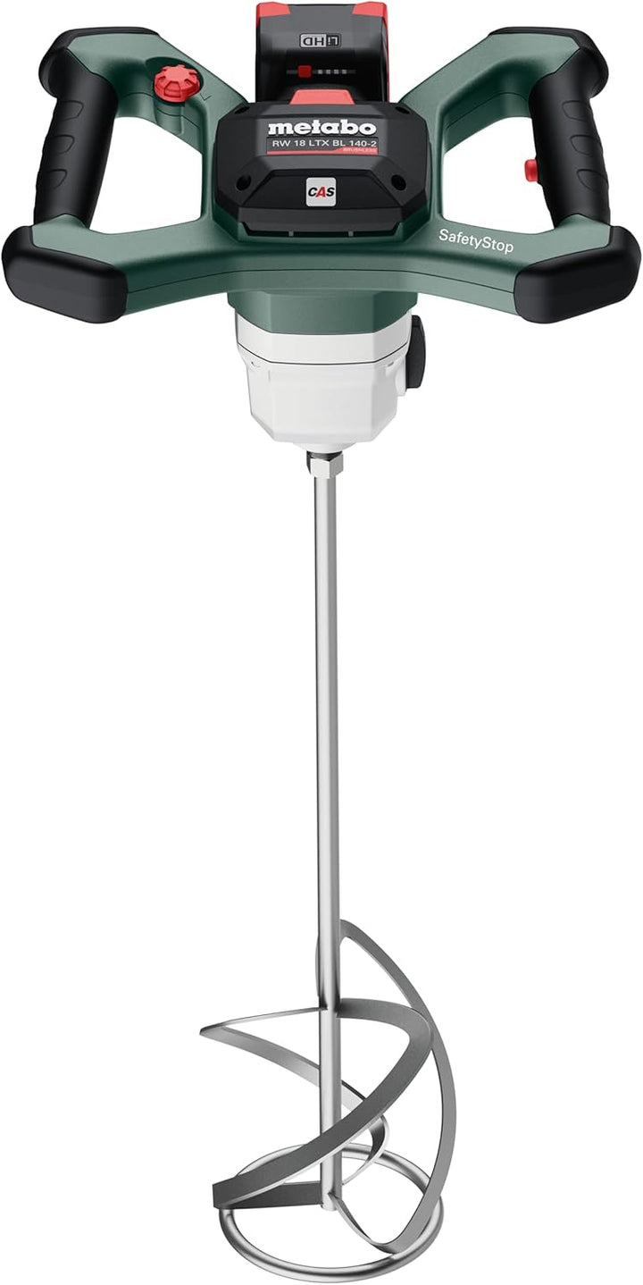 metabo Akku-Rührwerk RW 18 LTX BL 140-2 - 18V, Brushless-Motor, 2-Gang-Getriebe, 50L Mischmenge, Saf