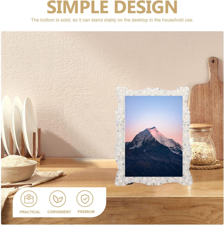 Homoyoyo Bilderrahmen mit Perlen Hochzeitskristall Bildrahmen Desktop Photo Frame Tabletop Display R