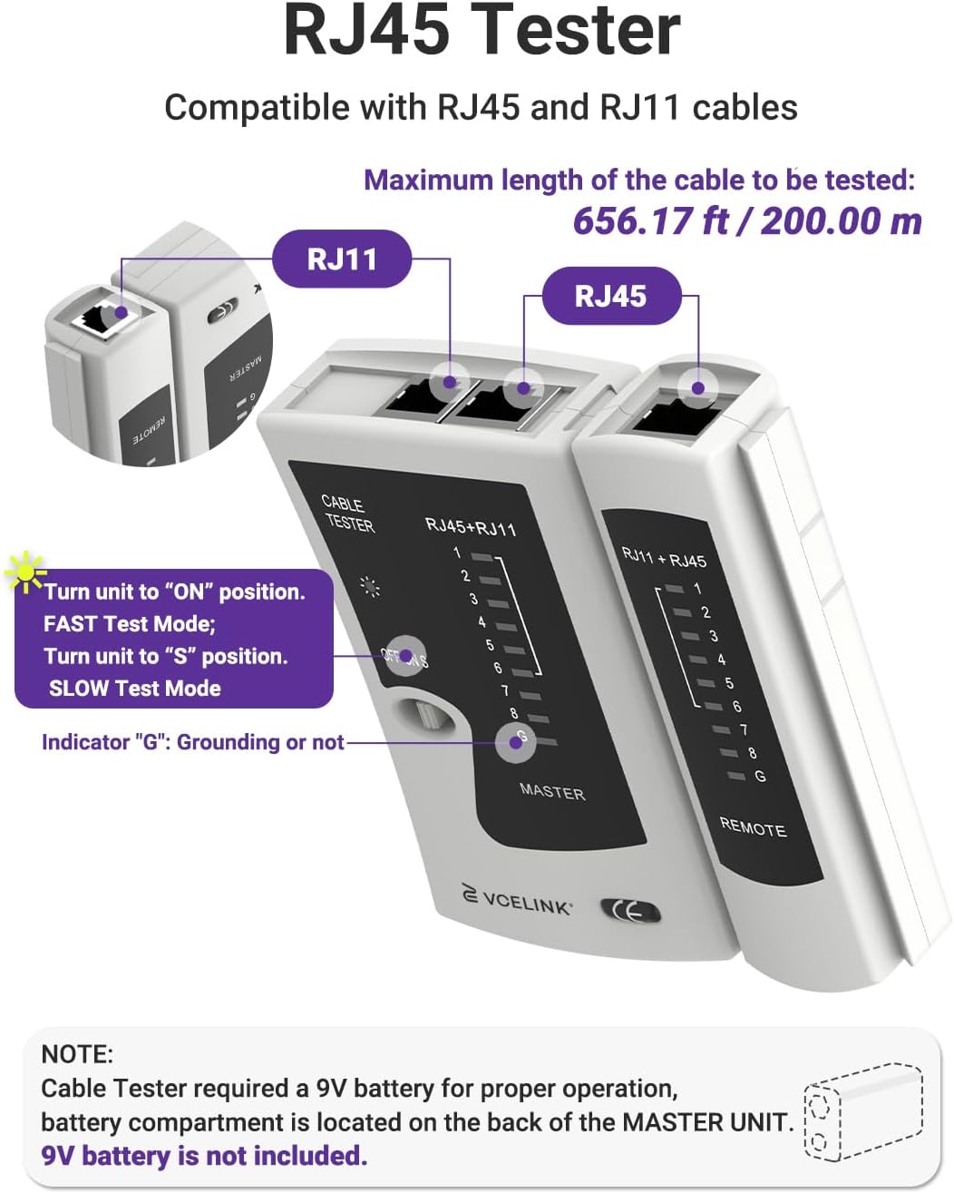 VCELINK Netzwerk Werkzeug Set, RJ45 Crimpzange mit 20 x RJ45 Stecker Cat7/Cat6a Pass Through, Netzwe