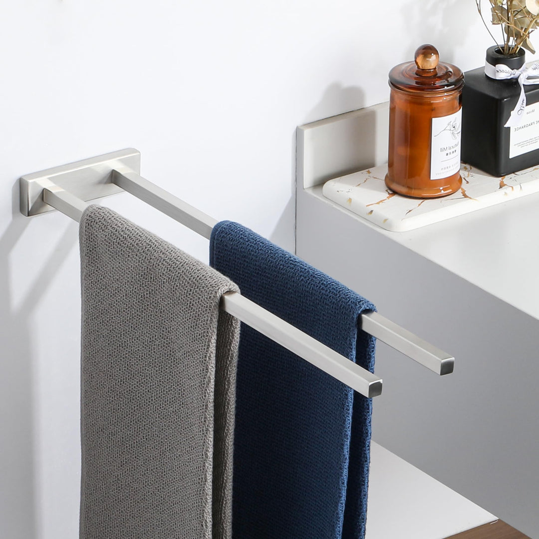 SAYAYO Handtuchhalter Bad Gebürstet Handtuchstange Zweiarmig Gästehandtuchhalter Wandmontage Edelsta